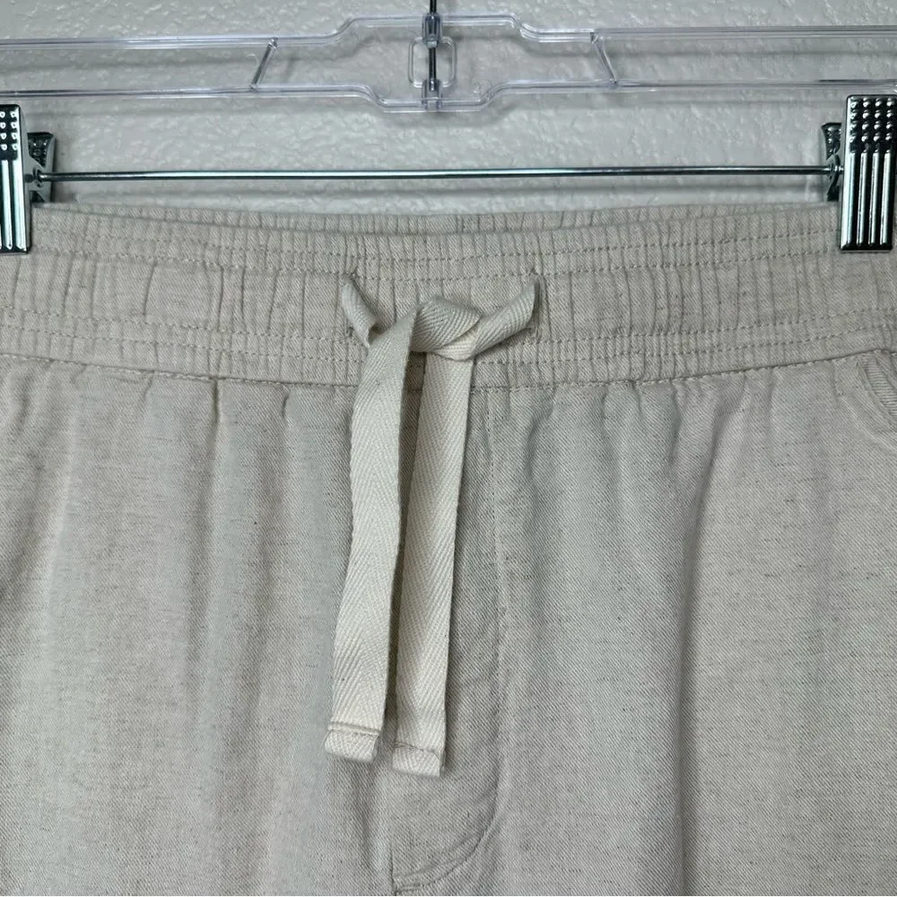 NWOT Zara Linen Blend Cream Pull On Women’s Pants, Sz Medium